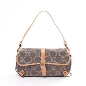 Celine Paris Macadam Handbag Bag Denim Leather Navy Blue